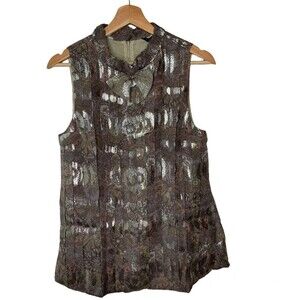 MARC JACOBS Silk Metallic Pleated Paisley Top